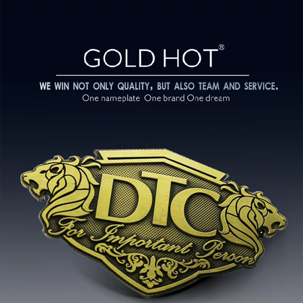 Zinc Alloy Metal Letter Logo Nameplates Brass Packing Label Gold Nameplate
