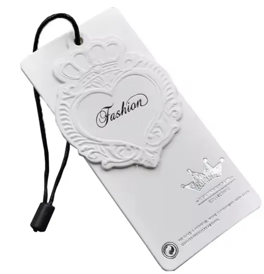 Custom Logo Hot Stamping Special Paper Hang Labels Plastic Tag for Clothing